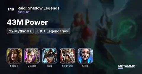 43M Power | 22 Mythicals | 510+ Legendaries | SABRAEL, Galathir x2, Nais x2, Siegfrund, Krixia