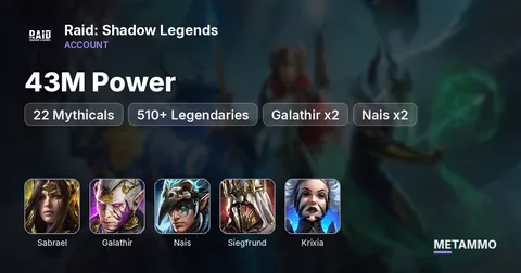 43M Power | 22 Mythicals | 510+ Legendaries | SABRAEL, Galathir x2, Nais x2, Siegfrund, Krixia
