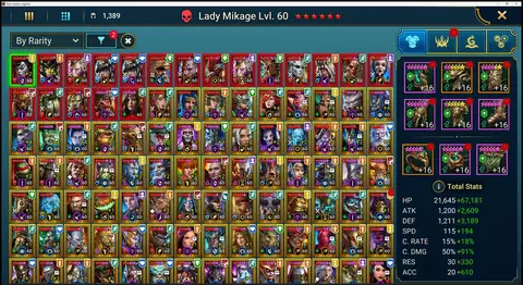 43M Power | 22 Mythicals | 510+ Legendaries | SABRAEL, Galathir x2, Nais x2, Siegfrund, Krixia - Raid: Shadow Legends account screenshot 2