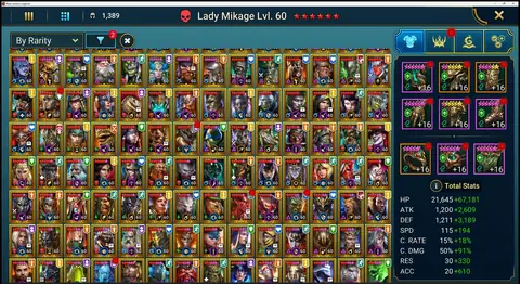 43M Power | 22 Mythicals | 510+ Legendaries | SABRAEL, Galathir x2, Nais x2, Siegfrund, Krixia - Raid: Shadow Legends account screenshot 3