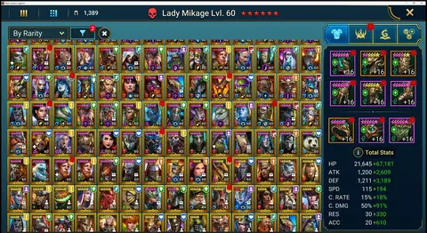 43M Power | 22 Mythicals | 510+ Legendaries | SABRAEL, Galathir x2, Nais x2, Siegfrund, Krixia - Raid: Shadow Legends account screenshot 4