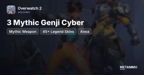 3 Mythic Genji Cyber + Mythic Weapon | 45+ Legend Skins | Anna