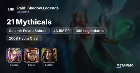 21 Mythicals | Galathir Polara Sabrael | 43.5M PP | 399 Legendaries | 200B Hydra Clash