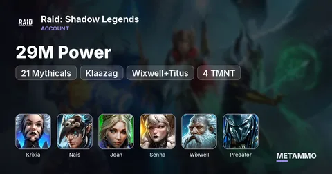 29M Power | 21 Mythicals | Krixia, Nais, Joan | Senna, Klaazag, Wixwell+Titus, 4 TMNT, Predator