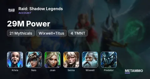 29M Power | 21 Mythicals | Krixia, Nais, Joan | Senna, Klaazag, Wixwell+Titus, 4 TMNT, Predator