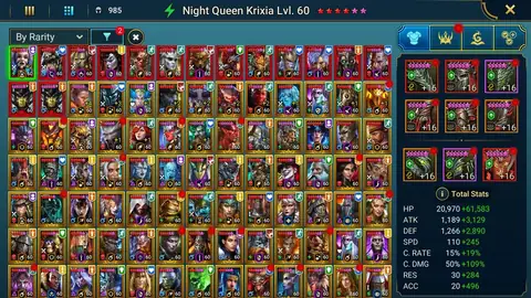 29M Power | 21 Mythicals | Krixia, Nais, Joan | Senna, Klaazag, Wixwell+Titus, 4 TMNT, Predator - Raid: Shadow Legends account screenshot 1