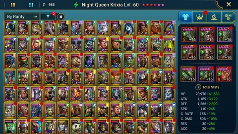 29M Power | 21 Mythicals | Krixia, Nais, Joan | Senna, Klaazag, Wixwell+Titus, 4 TMNT, Predator - Raid: Shadow Legends account screenshot 2