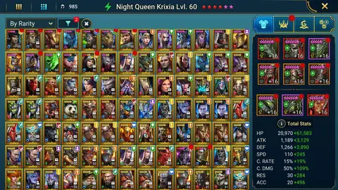 29M Power | 21 Mythicals | Krixia, Nais, Joan | Senna, Klaazag, Wixwell+Titus, 4 TMNT, Predator - Raid: Shadow Legends account screenshot 3