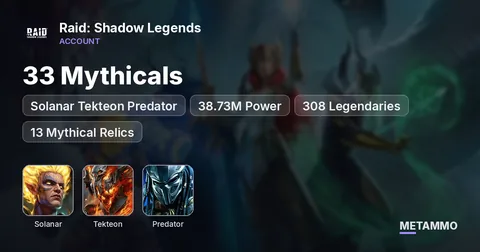 33 Mythicals | Solanar Tekteon Predator | 38.73M Power | 308 Legendaries | 13 Mythical Relics