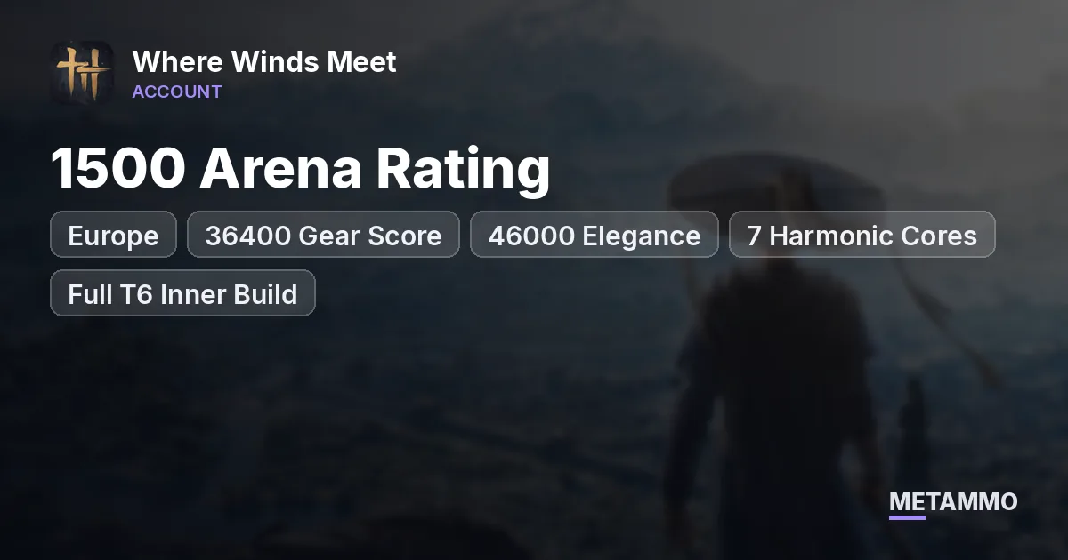 EU 36400 Gear Score | 46000 Elegance | 7 Harmonic Cores | 1500 Arena Rating | Full T6 Inner Build - Where Winds Meet account summary
