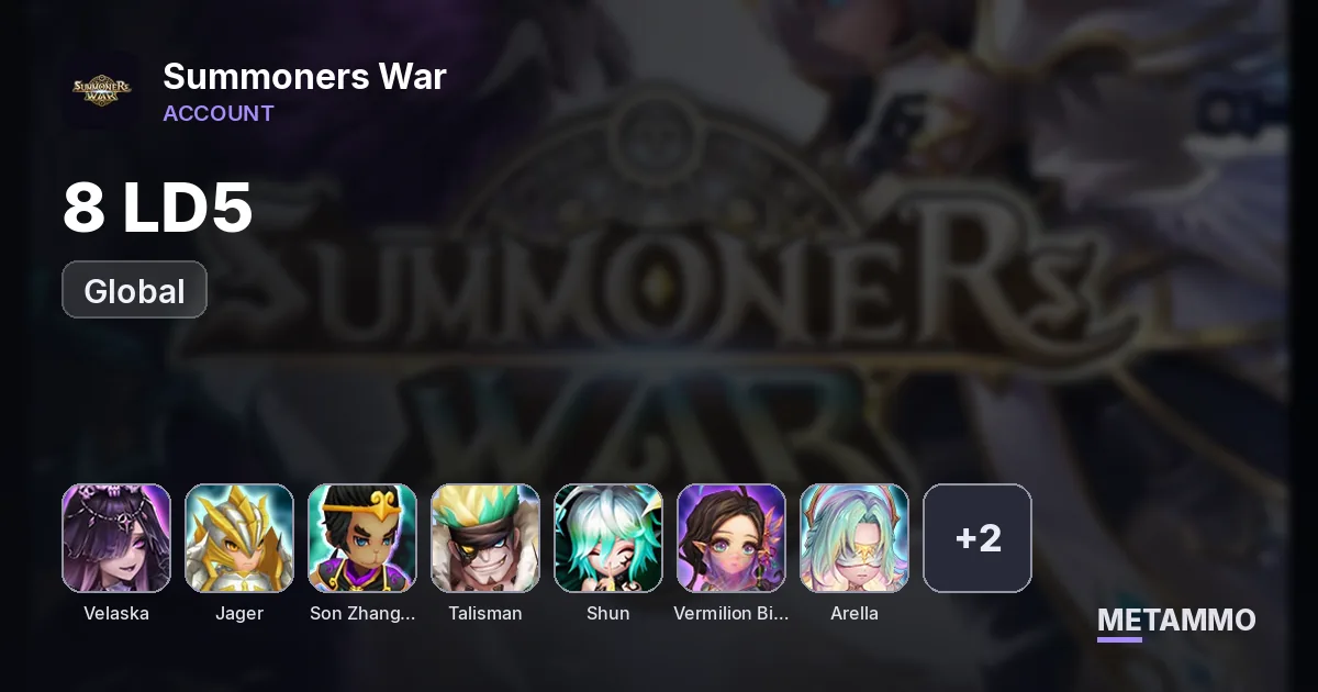 GLOBAL | 8LD5 | VELASKA, JAGER, SON ZHANG LAO, TALISMAN, SHUN, DARK VERMILION, ARELLA, PATER | WIND STARK - Summoners War account summary