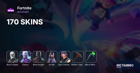 170 SKINS + OG SKULL + GALAXY + BLACK KNIGHT + GLOW + TWITCH PRIMES + OG RAIDERS REVENGE + MERRY MINT AXE + LEVEL 100 BANNER