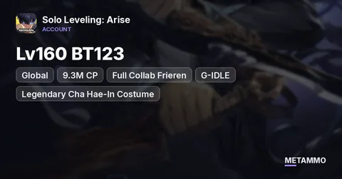 Global Lv160 BT123 | 9.3M CP | Full Collab Frieren + G-IDLE | Legendary Cha Hae-In Costume | 5 Weapon Skins