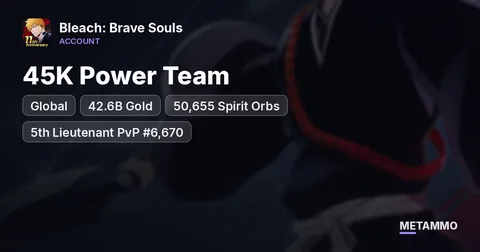 Global | 42.6B Gold | 50,655 Spirit Orbs | 5th Lieutenant PvP #6,670 | 45K Power Team