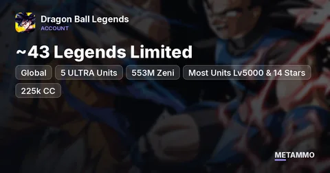 Global | 5 ULTRA Units | ~43 Legends Limited | 553M Zeni | Most Units Lv5000 & 14 Stars | 225k CC