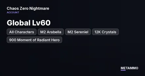 Global Lv60 | All Characters (-1) | M2 Arabella + M2 Sereniel | 12K Crystals | 900 Moment of Radiant Hero