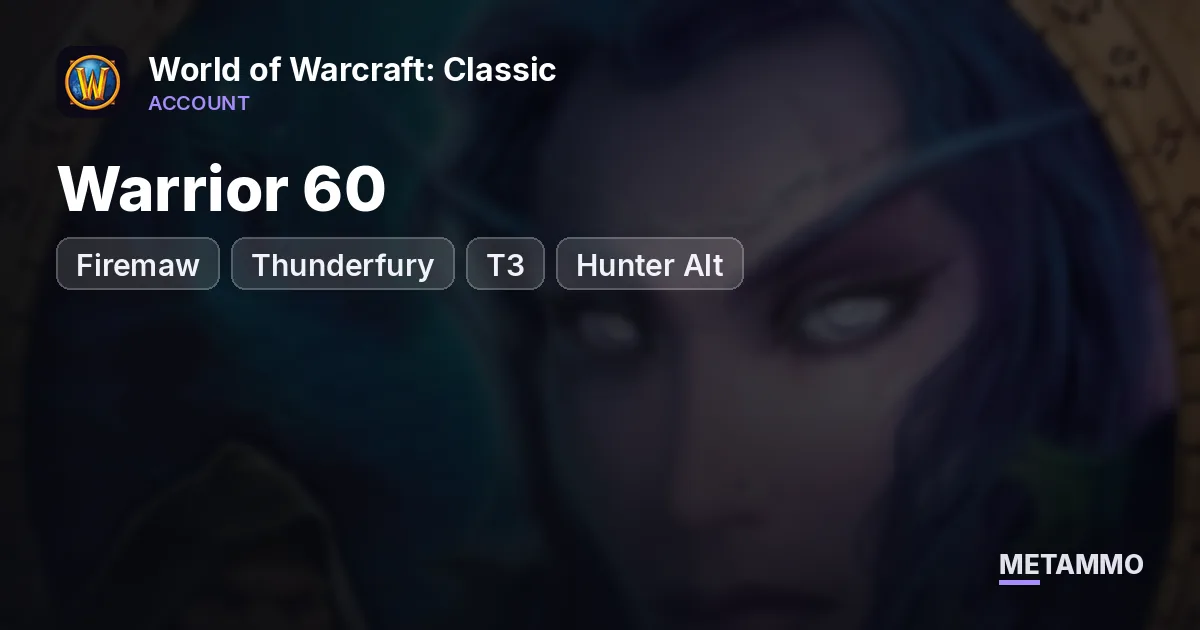 Firemaw - Warrior 60 ■ Thunderfury ■ T3 ■ Hunter Alt - World of Warcraft: Classic account summary