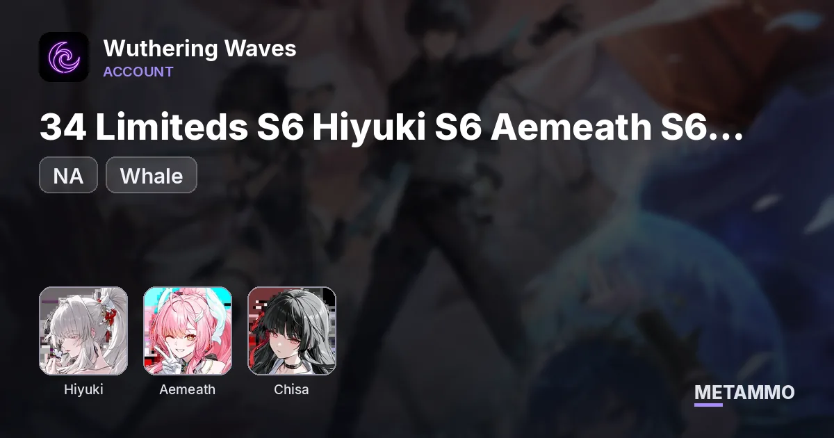 NA Whale | 34 Limiteds S6 Hiyuki S6 Aemeath S6 Chisa +29 Sig - Wuthering Waves account summary