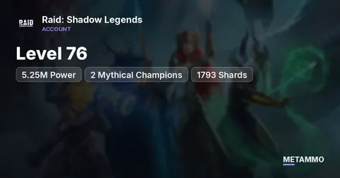 Level 76 | 5.25M Power | 2 Mythical Champions | 1793 Shards