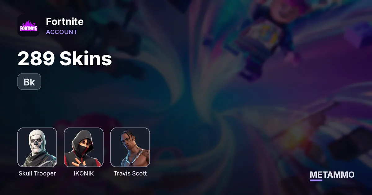 289 Skins + OG Skull + Bk + Ikonik + Travis - Fortnite account summary