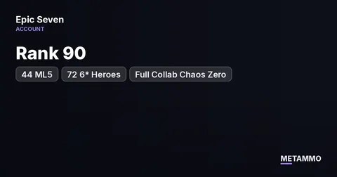 Rank 90 | 44 ML5* | 72 6* Heroes | Full Collab Chaos Zero
