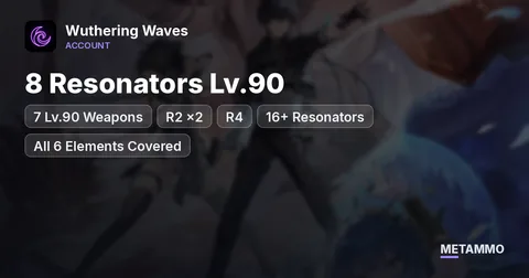 8 Resonators Lv.90 | 7 Lv.90 Weapons (R2 x2, R4) | 16+ Resonators | All 6 Elements Covered