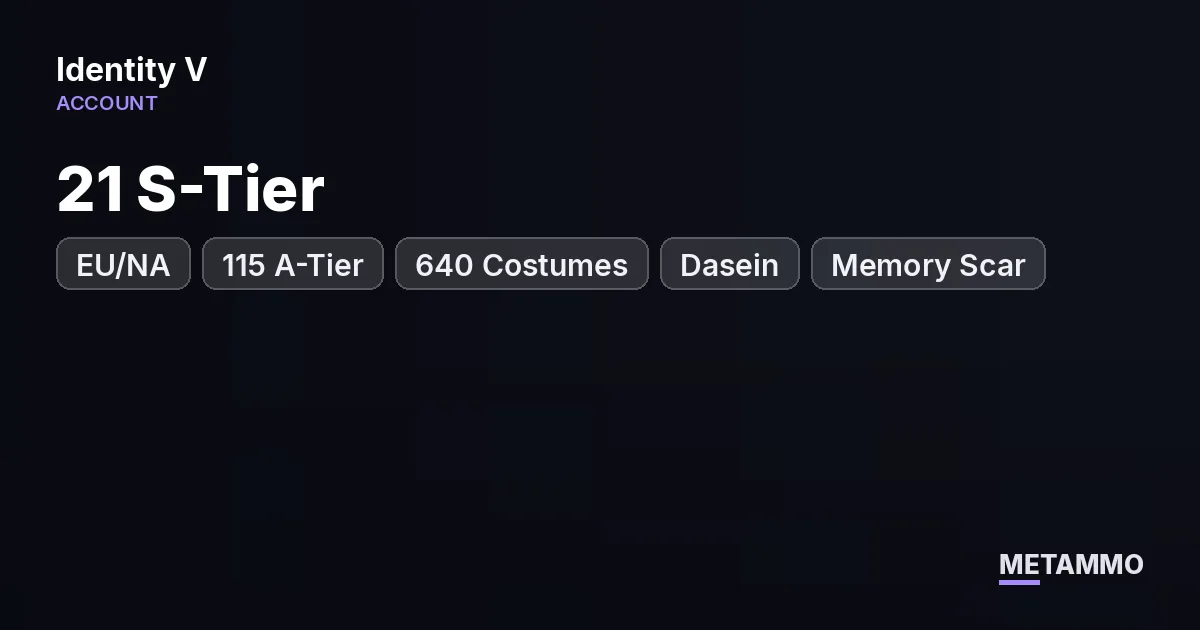 EU/NA | 21 S-Tier + 115 A-Tier | 640 Costumes | Dasein, Memory Scar, Black Vulture | P5/DR/BSD Crossover - Identity V account summary
