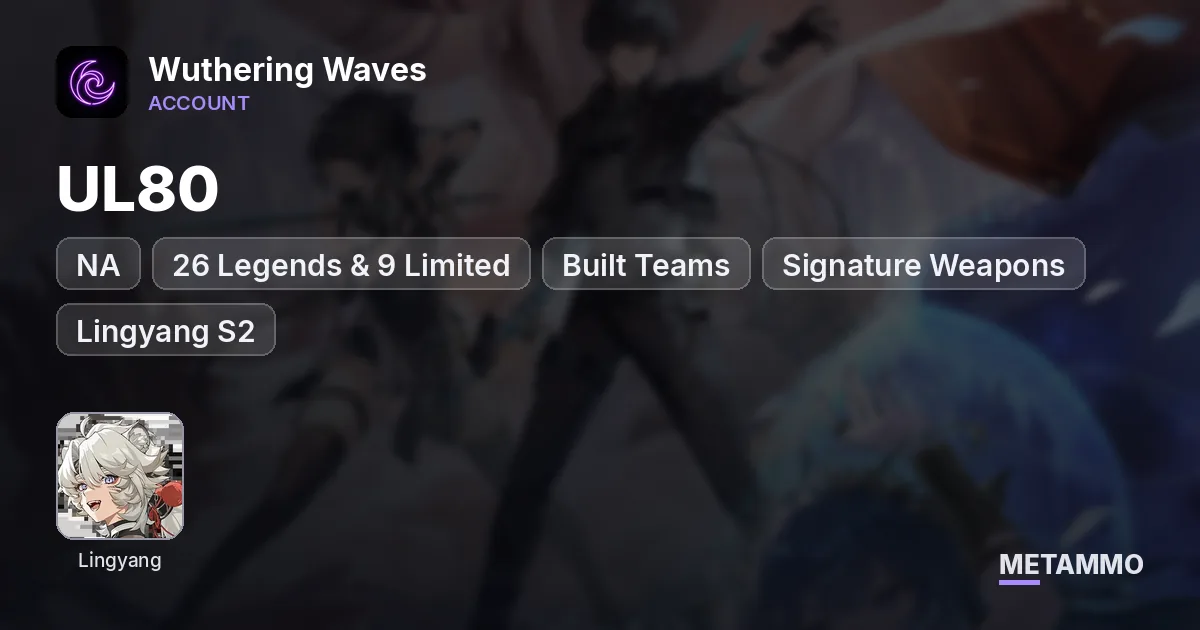 NA UL80 | 26 Legends & 9 Limited | Built Teams + Signature Weapons | Lingyang S2 | High Pity | 2.2K Astrites - Wuthering Waves account summary