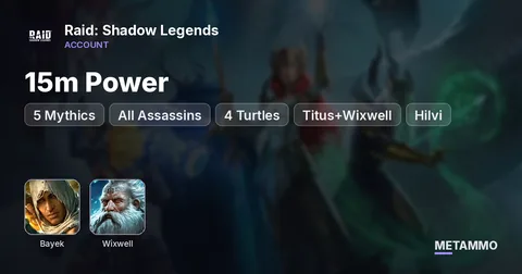 15m Power | 5 Mythics | Bayek, All Assassins + 4 Turtles, Titus+Wixwell, Hilvi, Niamhe