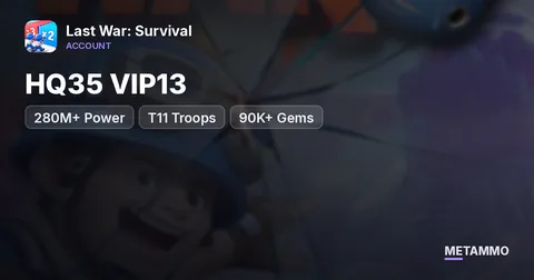 HQ35 VIP13 | 280M+ Power | T11 Troops | 90K+ Gems