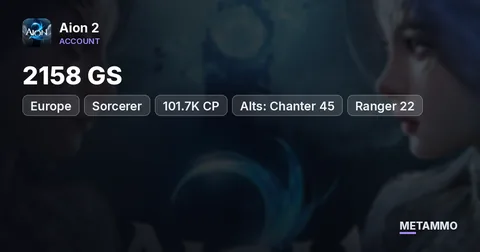 Sorcerer | 2158 GS | 101.7K CP | Alts: Chanter 45 + Ranger 22 | Founder's Pack | EU Israphel