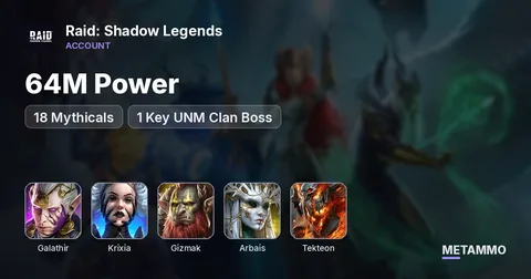 64M Power | 18 Mythicals | Galathir, Krixia, Gizmak, Arbais, Tekteon | 1 Key UNM Clan Boss