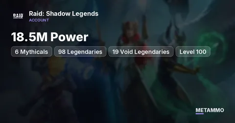 18.5M Power | 6 Mythicals | 98 Legendaries | 19 Void Legendaries | Level 100