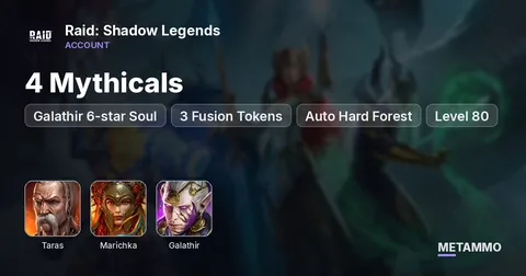 4 Mythicals | Taras + Marichka | Galathir 6-star Soul | 3 Fusion Tokens | Auto Hard Forest | Level 80