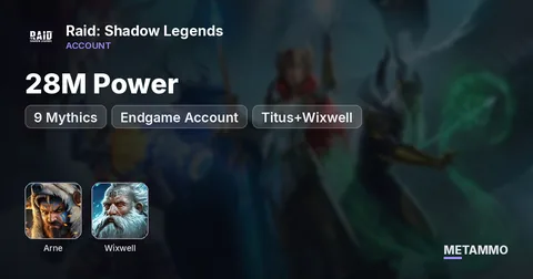28M Power | 9 Mythics | Endgame Account | Arne, Titus+Wixwell