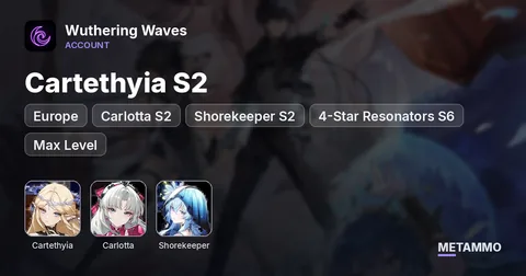 EU | Cartethyia S2 | Carlotta S2 | Shorekeeper S2 | 4-Star Resonators S6 | Max Level | Built Teams