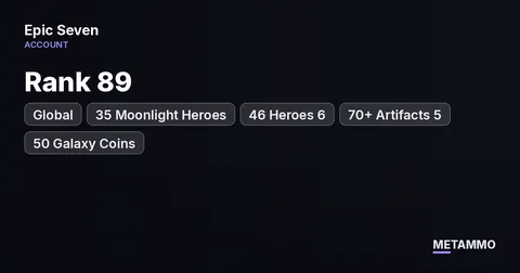 Global | Rank 89 | 35 Moonlight Heroes | 46 Heroes 6* | 70+ Artifacts 5* | 50 Galaxy Coins | Re Zero Collab