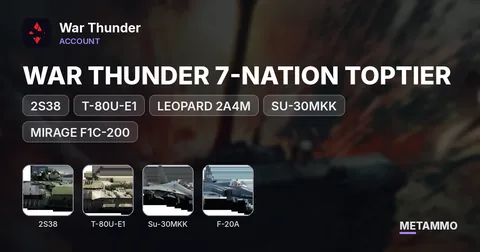 WAR THUNDER 7-NATION TOPTIER | 2S38, T-80U-E1, LEOPARD 2A4M, SU-30MKK, MIRAGE F1C-200, F-20A, VRCC