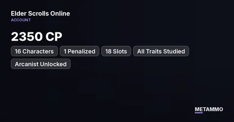 2350 CP | 16 Characters + 1 Penalized | 18 Slots | All Traits Studied | Arcanist Unlocked | EU PC