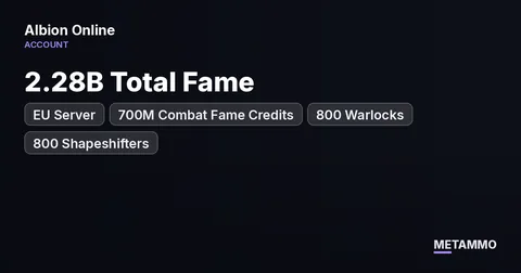 EU Server | 2.28B Total Fame | 700M Combat Fame Credits | 800 Warlocks | 800 Shapeshifters