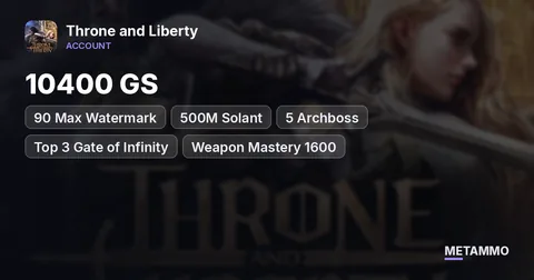 10400 GS | 90 Max Watermark | 500M Solant | 5 Archboss | Top 3 Gate of Infinity | Weapon Mastery 1600