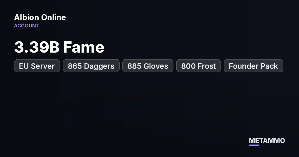 EU Server | 3.39B Fame | 865 Daggers | 885 Gloves | 800 Frost | Founder Pack - Albion Online account summary
