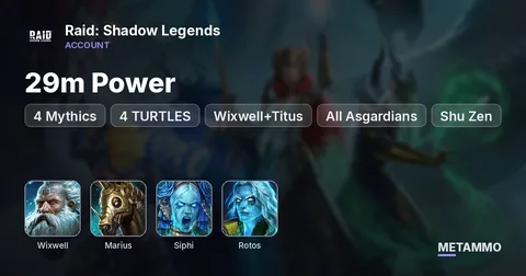 29m Power | 4 Mythics | 4 TURTLES, Wixwell+Titus, All Asgardians, Marius, Shu Zen, Siphi+Rotos