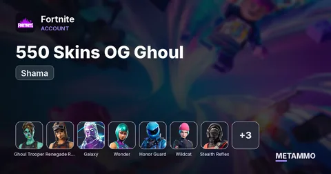 550 Skins OG Ghoul + OG Rene + Galaxy + Wonder + Honor Guard + Wildcat + Stealth Reflex + Minty + Twitch Prime + Rue + Shama