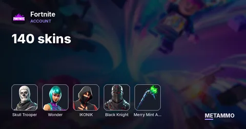 140 skins + OG Skull + Wonder + Ikonik + Black Knight + Minty axe