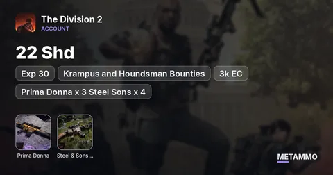 PC | 22 Shd | Exp 30 | Krampus and Houndsman Bounties, 3k EC | Prima Donna x 3 Steel Sons x 4