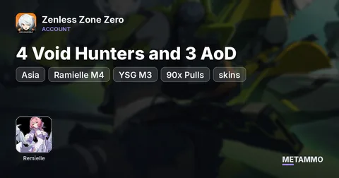 Asia|84*5| 4 Void Hunters and 3 AoD | Ramielle M4 + YSG M3 | 90x Pulls | skins