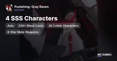 Asia Server | 4 SSS Characters | 52K+ Black Cards | All Collab Characters | 6-Star Meta Weapons