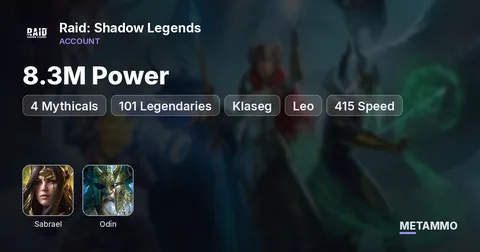 8.3M Power | 4 Mythicals | Sabrael | 101 Legendaries | Odin, Klaseg, Leo | 415 Speed | Level 85