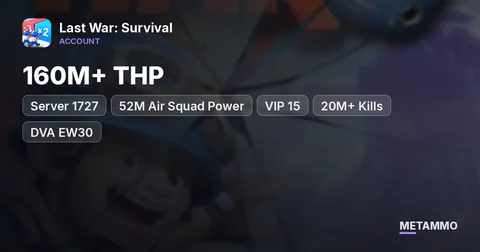 Server 1727 | 160M+ THP | 52M Air Squad Power | VIP 15 | 20M+ Kills | DVA EW30 | 9 Mythic Gear